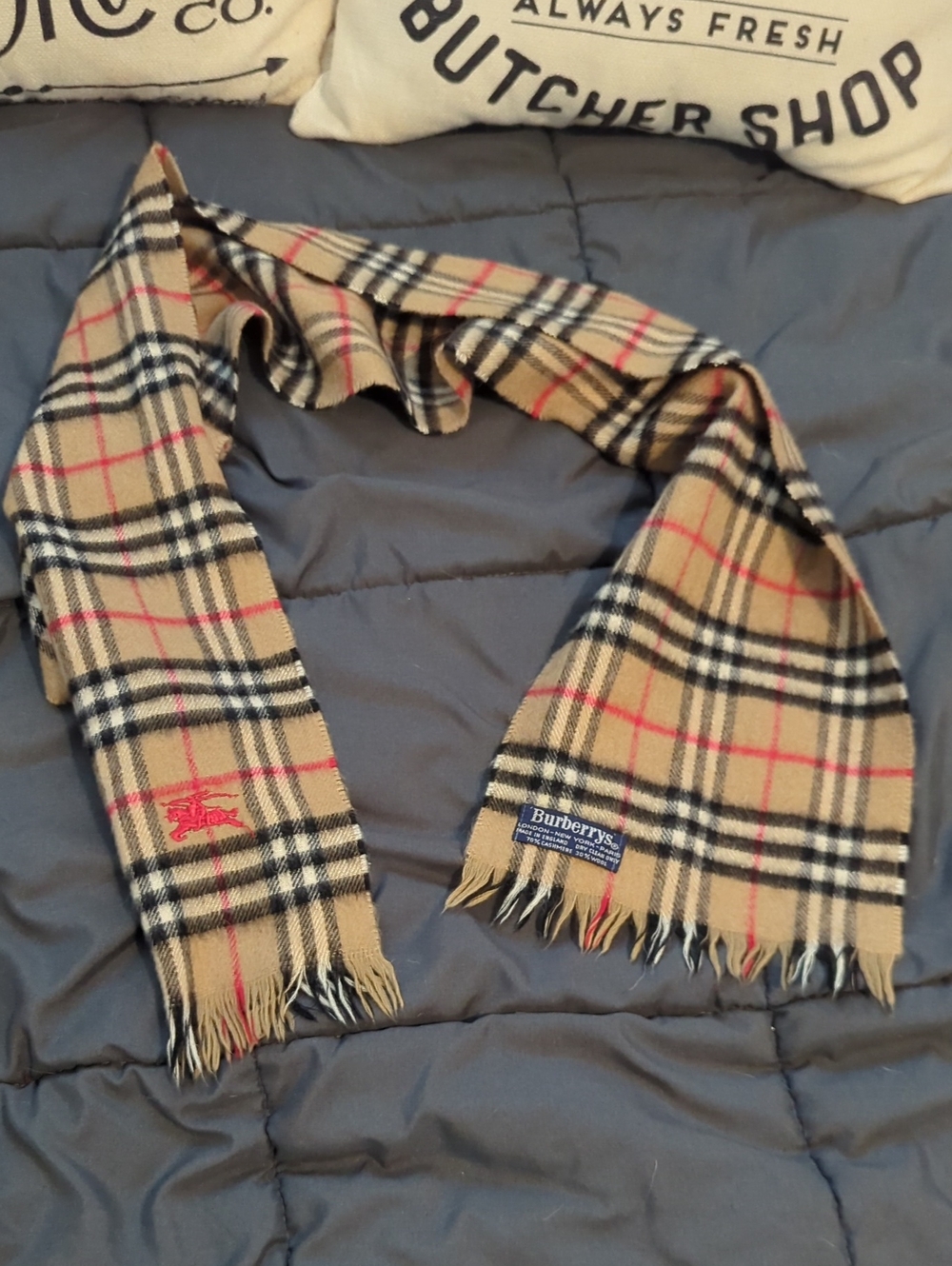 Authentic Burberry Red Knight Nova Check Plaid Fringe Scarf - Wow!